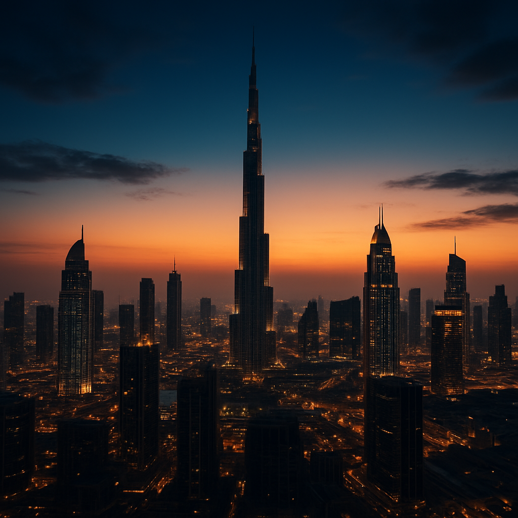 Dubai skyline at dusk